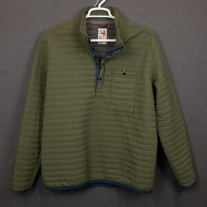 Relwen Windzip Popover bright olive 1/4 button quilted jacket-XL